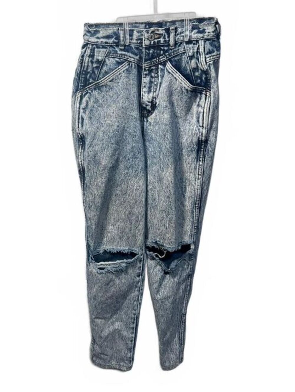 Vintage 1980s Jordache Acid Wash High Waisted Distressed Jeans